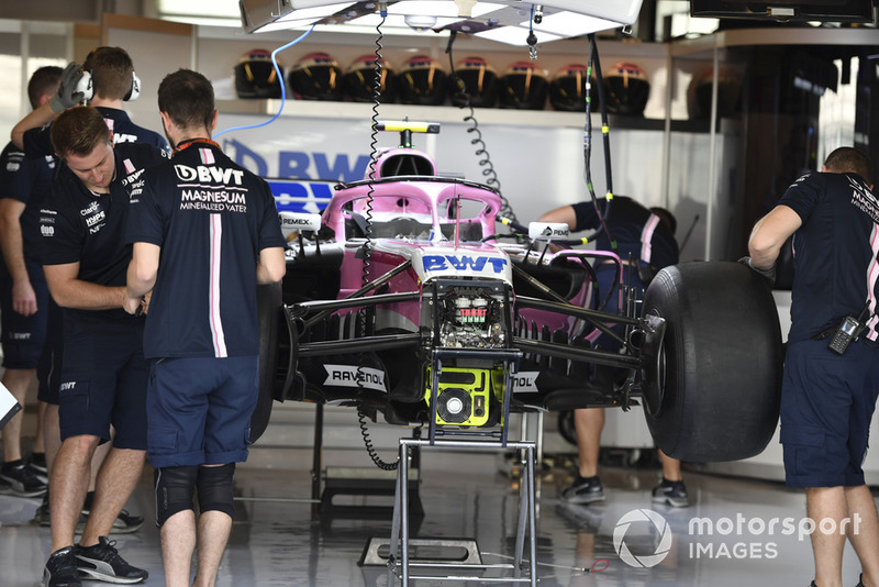 Racing Point Force India VJM11 in the garage