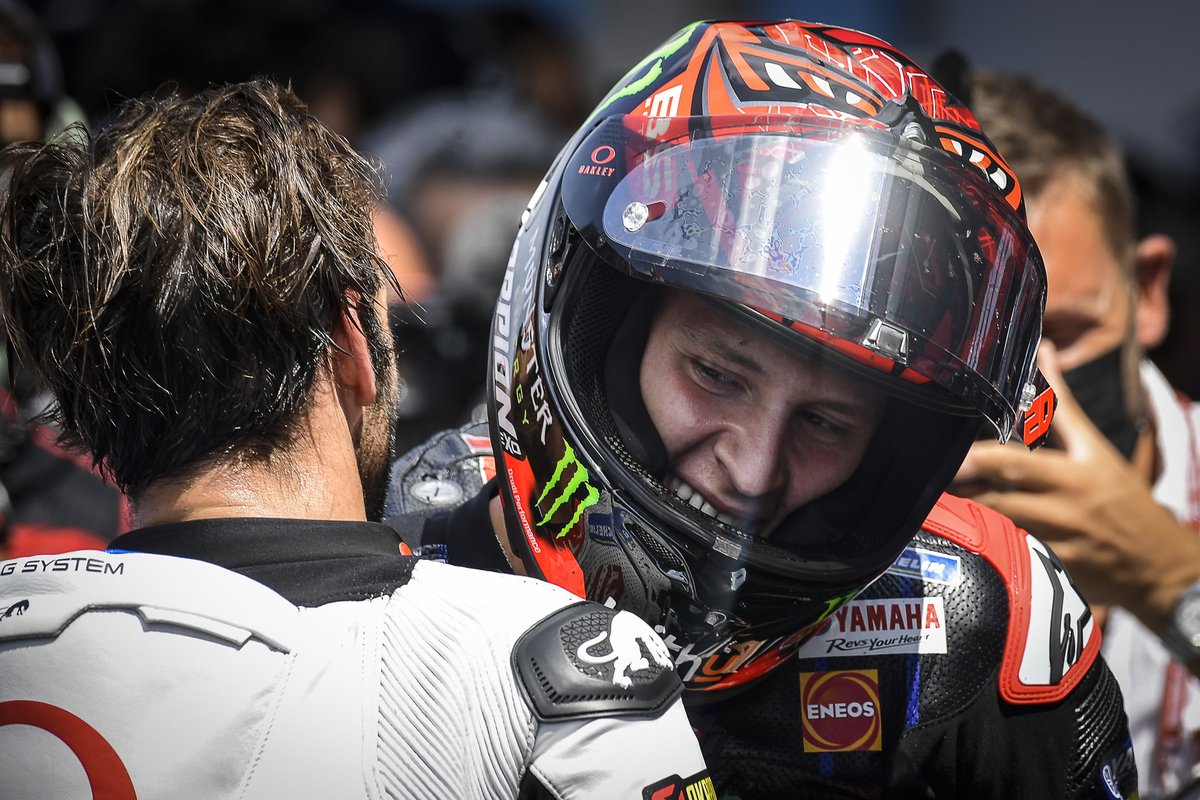 Ganador de la carrera Fabio Quartararo, Yamaha Factory Racing, Johann Zarco, Pramac Racing