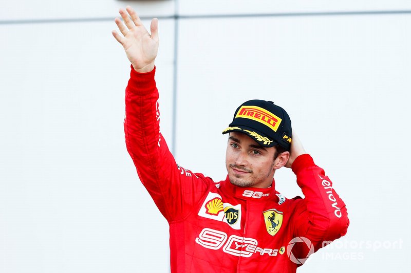Podio: terzo classificato Charles Leclerc, Ferrari