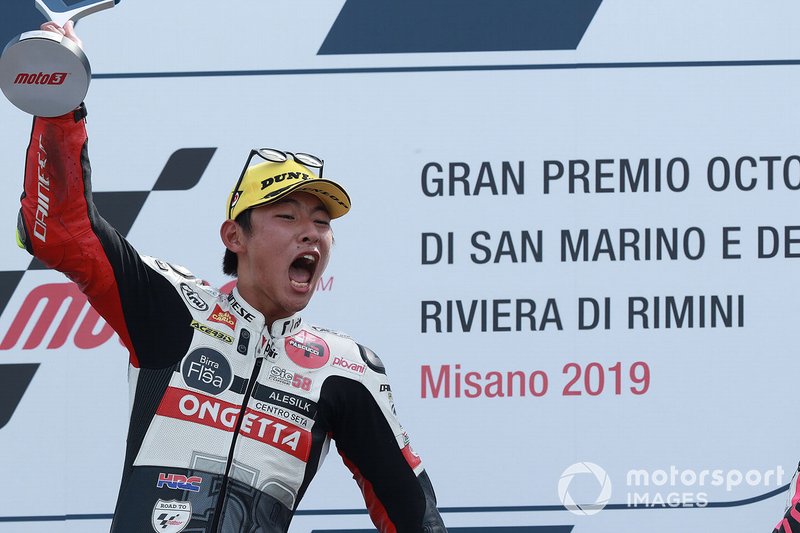 Podium: race winner Tatsuki Suzuki, SIC58 Squadra Corse