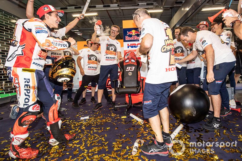 World Champion Marc Marquez, Repsol Honda Team celebrates with his team