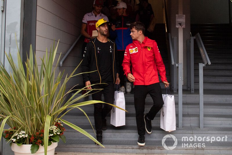 Daniel Ricciardo, Renault F1 Team e Charles Leclerc, Ferrari