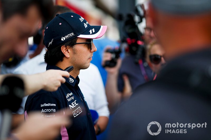 Sergio Perez, Racing Point talks to the media