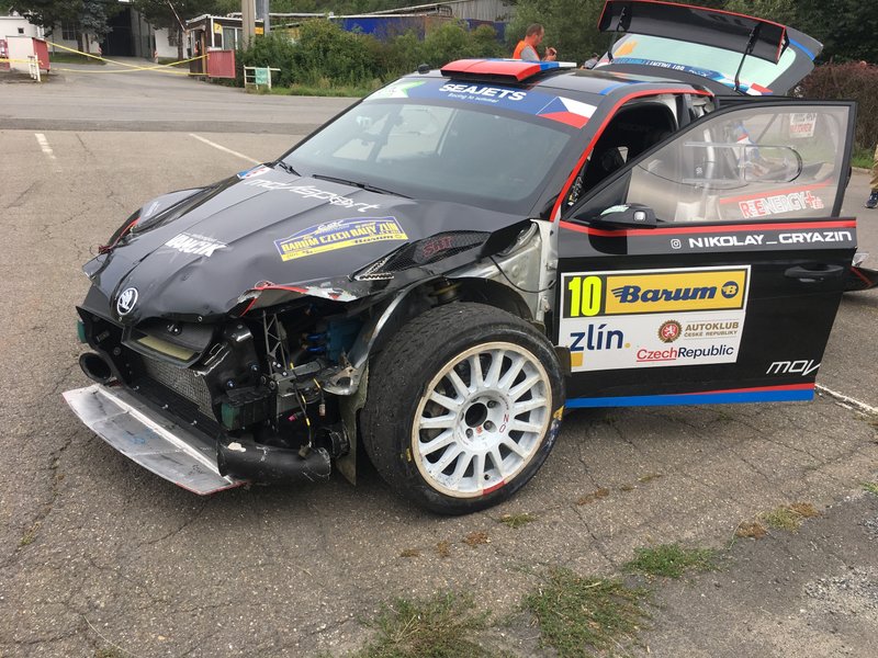 После аварии: Skoda Fabia R5 Николая Грязина и Ярослава Федорова, Sports Racing Technologies