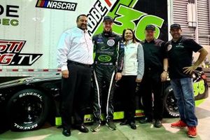 Joe Balash, NASCAR; Alex Labbe; NASCAR Pinty's Series Director Cherie Putnam; Dave Jacombs, Car Owner; Martin D'Anjou, Sponsor