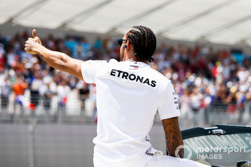 Lewis Hamilton, Mercedes AMG F1, alla parata dei piloti