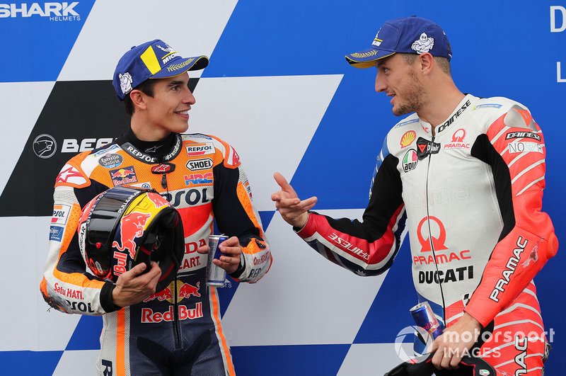 Ganador de la pole Marc Márquez, Repsol Honda Team, tercero Jack Miller, Pramac Racing