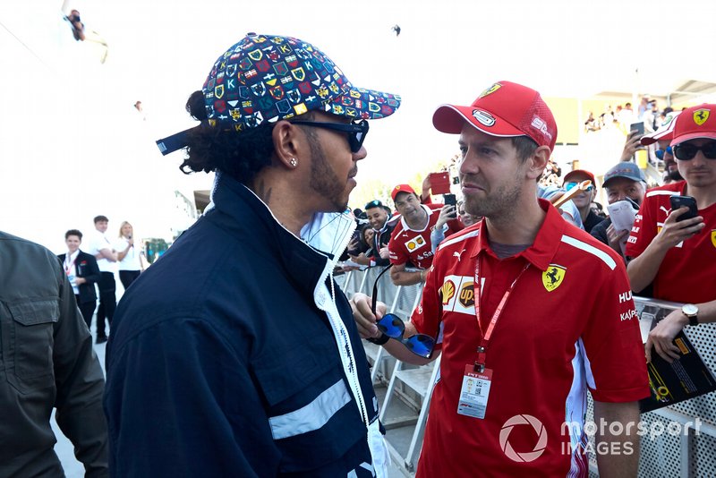 Lewis Hamilton, Mercedes AMG F1 and Sebastian Vettel, Ferrari
