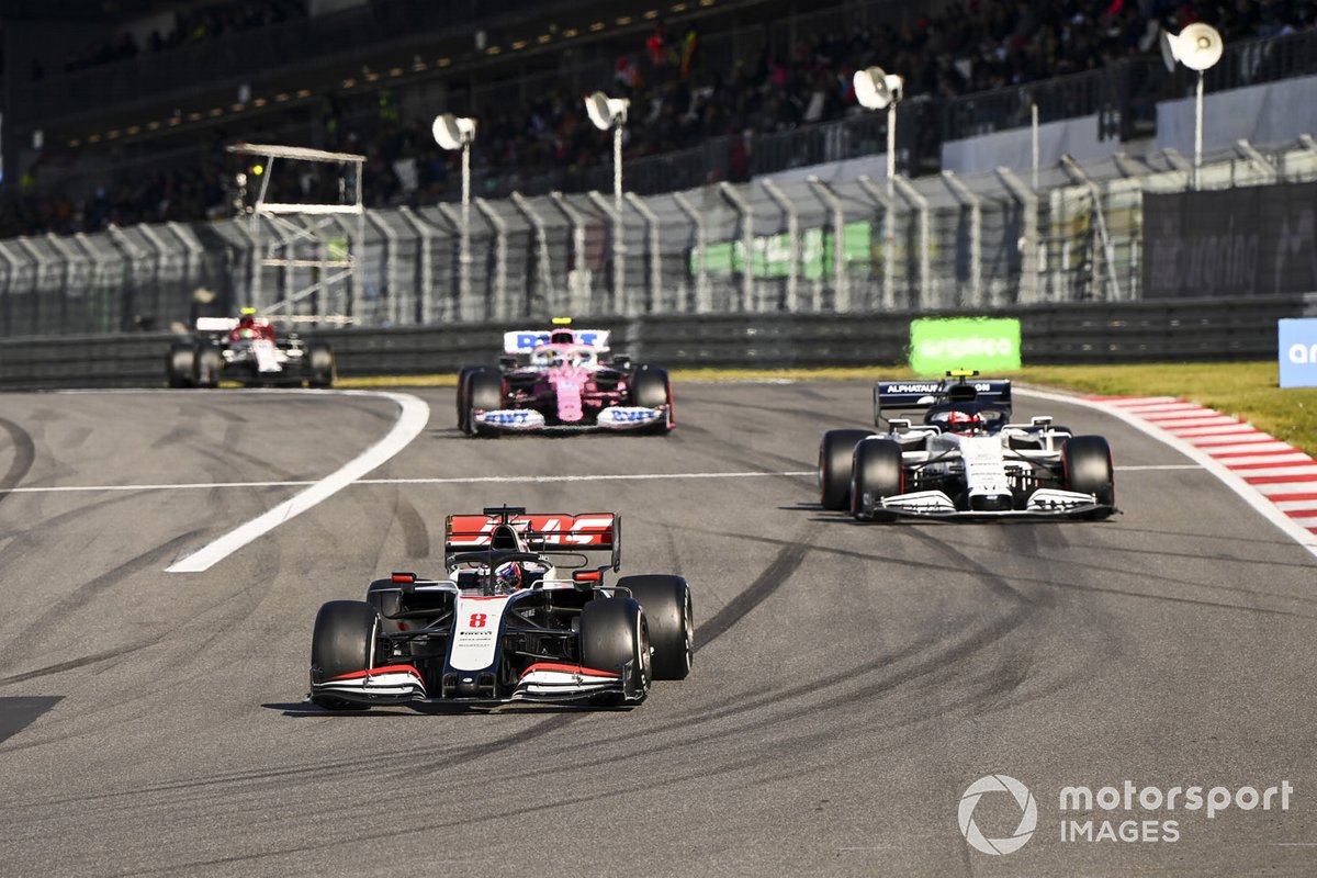 Romain Grosjean, Haas VF-20 and Pierre Gasly, AlphaTauri AT01