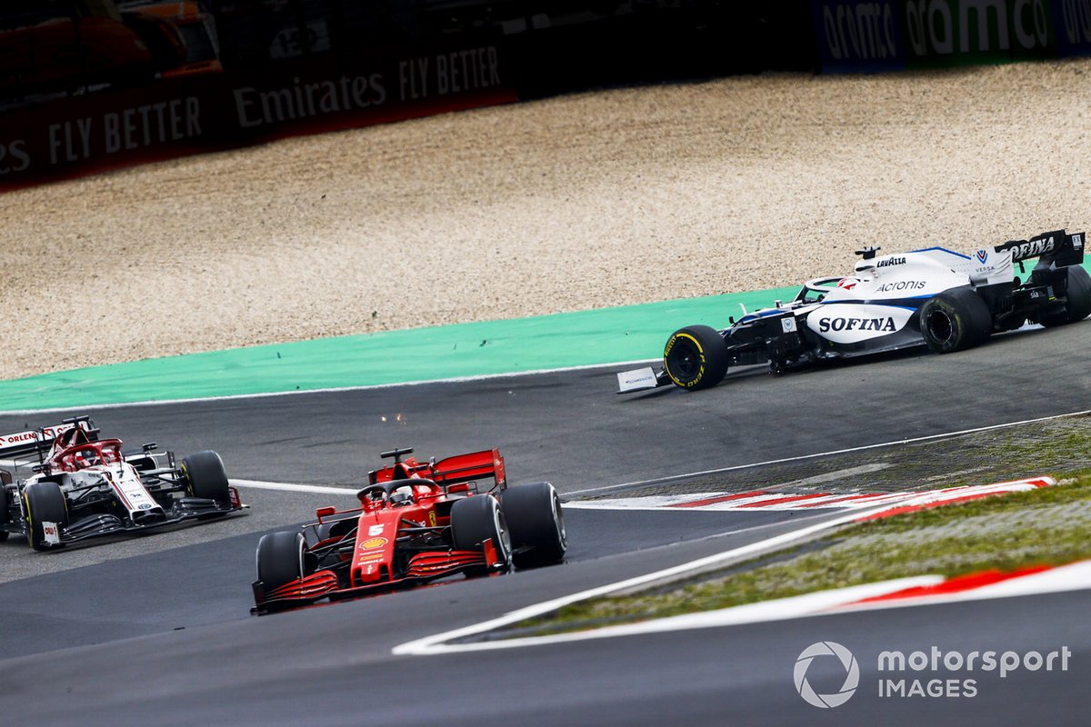 Sebastian Vettel, Ferrari SF1000, Kimi Raikkonen, Alfa Romeo Racing C39, George Russell, Williams FW43 chocan