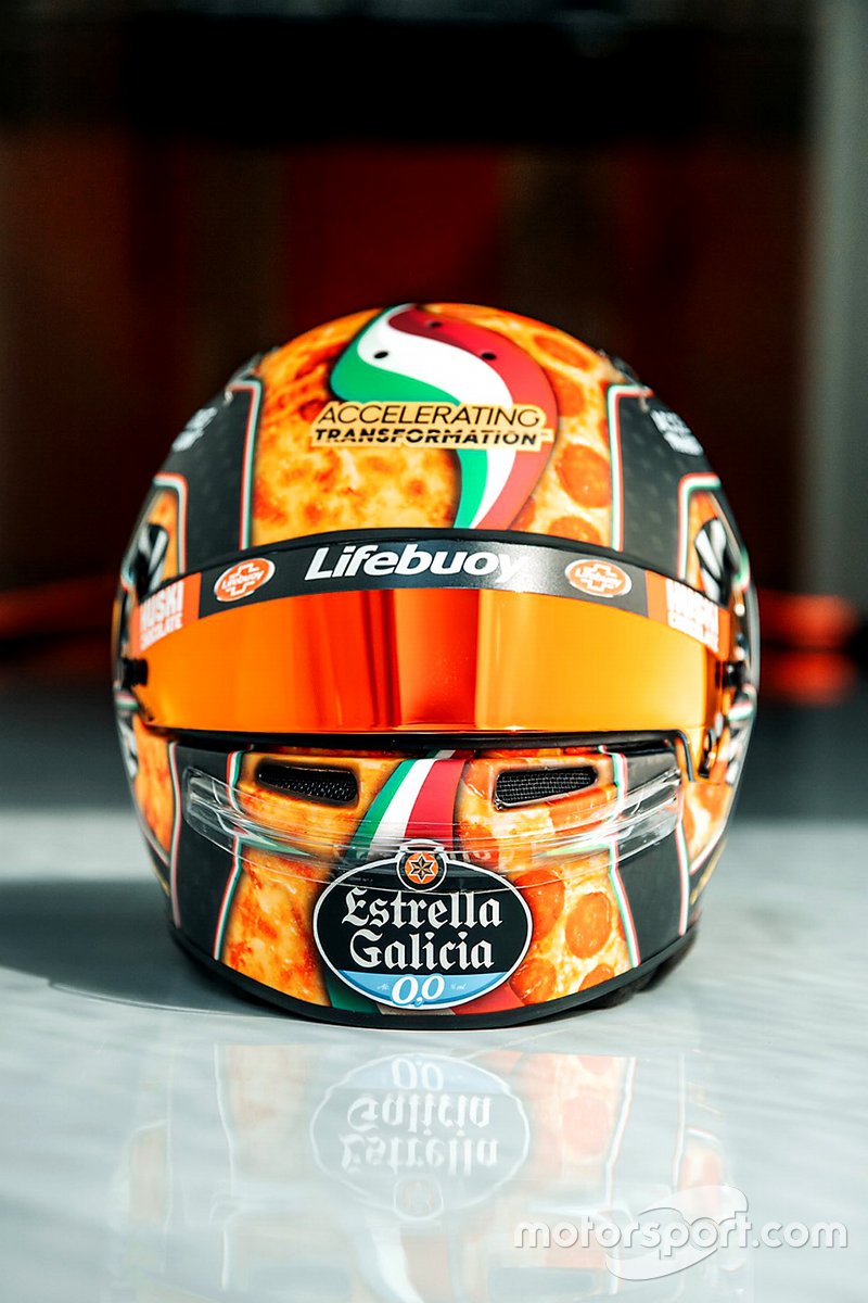El casco de Lando Norris, McLaren, para el GP de Italia 2020