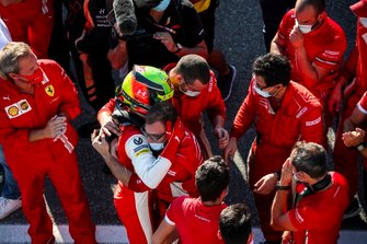 Race winner Mick Schumacher, Prema Racing celebrates in Parc Ferme