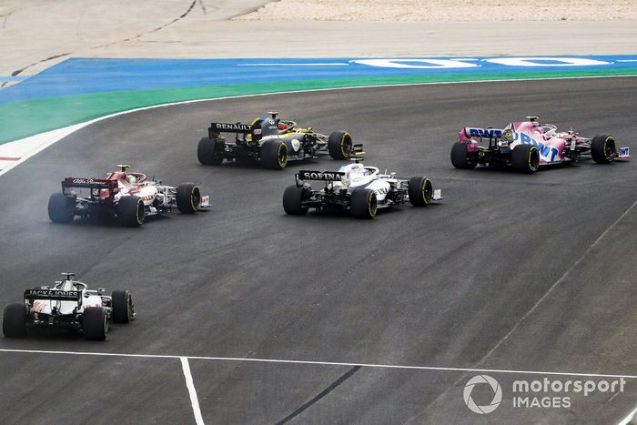 Lance Stroll, Racing Point RP20, Esteban Ocon, Renault F1 Team R.S.20, George Russell, Williams FW43, Antonio Giovinazzi, Alfa Romeo Racing C39, Romain Grosjean, Haas VF-20