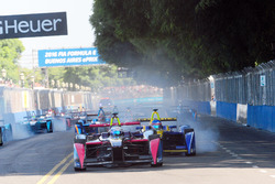 Sam Bird, DS Virgin Racing Formula E Team lead the field in the 1st corner