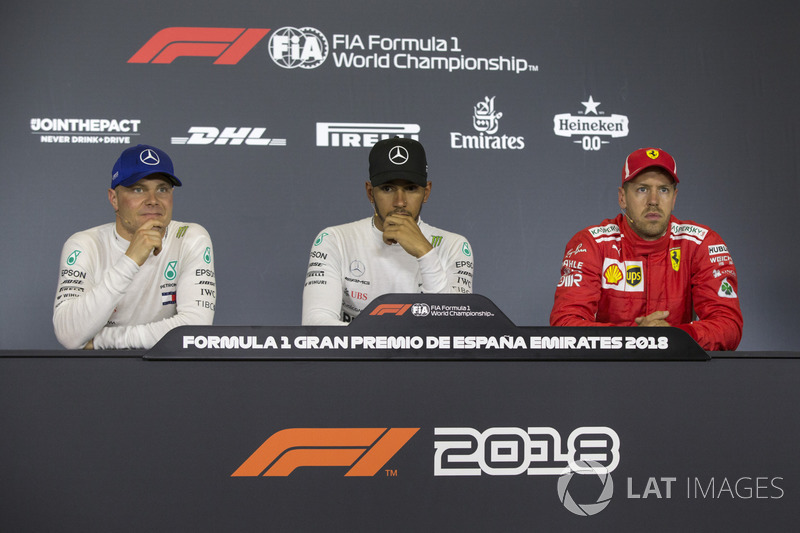 Valtteri Bottas, Mercedes-AMG F1, Lewis Hamilton, Mercedes-AMG F1 and Sebastian Vettel, Ferrari in the Press Conference