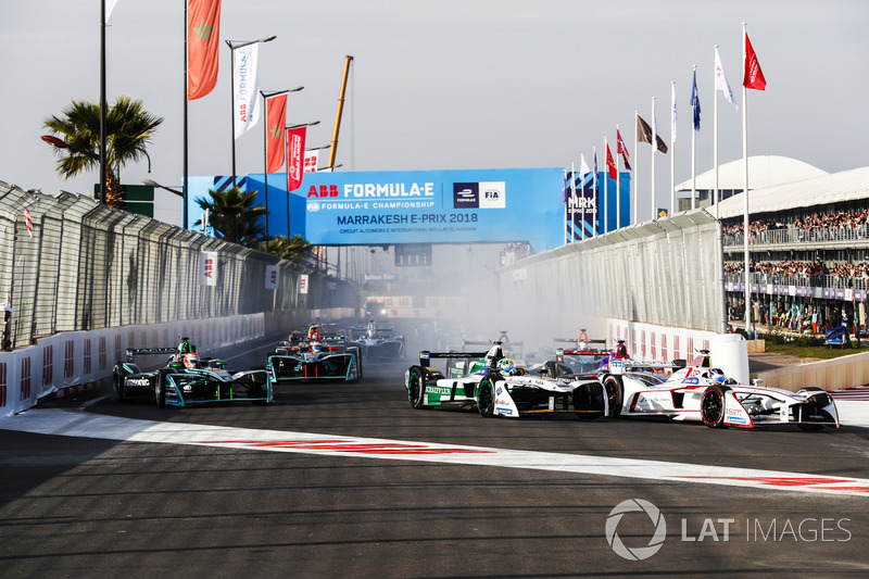Jose Maria Lopez, Dragon Racing y Lucas di Grassi, Audi Sport ABT Schaeffler, al inicio de la carrera