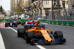 Stoffel Vandoorne, McLaren MCL33 Renault, Kimi Raikkonen, Ferrari SF71H, Brendon Hartley, Toro Rosso STR13 Honda, and Romain Grosjean, Haas F1 Team VF-18 Ferrari