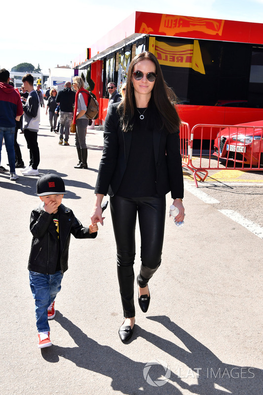 Minttu Virtanen, wife of Kimi Raikkonen, Ferrari with son Robin Raikkonen