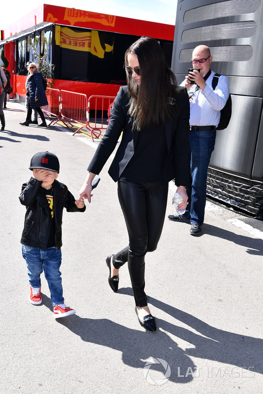 Minttu Virtanen, wife of Kimi Raikkonen, Ferrari with son Robin Raikkonen