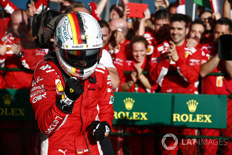 Sebastian Vettel, Ferrari celebra en Parc Ferme