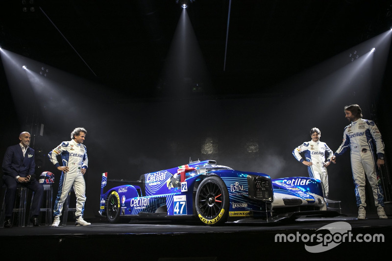I piloti Roberto Lacorte, Giorgio Sernagiotto e Andrea Belicchi con la Dallara Gibson LMP2