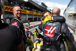 Haas F1 engineers celebrate the teams best finish to date