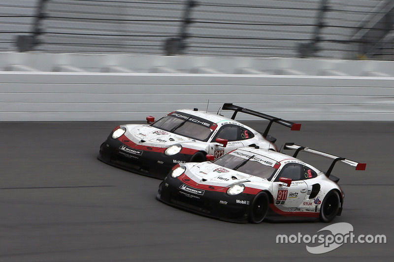 #911 Porsche Team North America Porsche 911 RSR: Patrick Pilet, Nick Tandy, Frederic Makowiecki, #912 Porsche Team North America Porsche 911 RSR: Laurens Vanthoor, Earl Bamber, Gianmaria Bruni