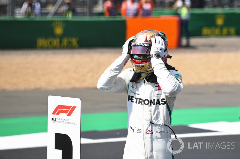 Lewis Hamilton, Mercedes-AMG F1 celebrates pole position in parc ferme