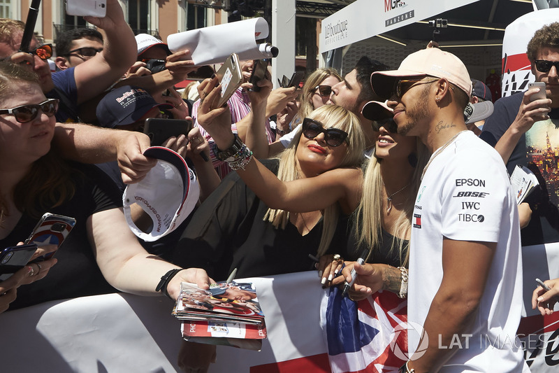 Lewis Hamilton, Mercedes AMG F1, poses for pictures