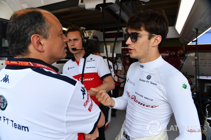 Frederic Vasseur, Sauber, Team Principal and Charles Leclerc, Sauber