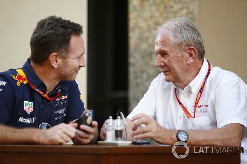 Christian Horner, Team Principal, Red Bull Racing, and Helmut Markko, Consultant, Red Bull Racing