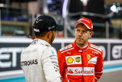 Lewis Hamilton, Mercedes AMG F1 and Sebastian Vettel, Ferrari after qualfying