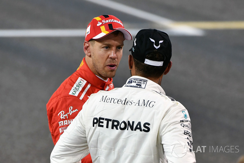 Sebastian Vettel, Ferrari and Lewis Hamilton, Mercedes AMG F1