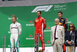 Valtteri Bottas, Mercedes-AMG F1, Sebastian Vettel, Ferrari and Max Verstappen, Red Bull Racing sur le podium