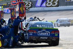 Jimmie Johnson, Hendrick Motorsports Chevrolet, makes a pit stop