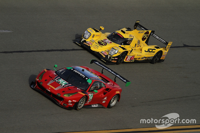 #64 Scuderia Corsa Ferrari 488 GT3: Bill Sweedler, Townsend Bell, Frankie Montecalvo, Sam Bird, #85 JDC/Miller Motorsports ORECA 07: Simon Trummer, Robert Alon, Austin Cindric, Devlin DeFrancesco