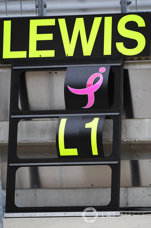 Pit board for Lewis Hamilton, Mercedes AMG F1