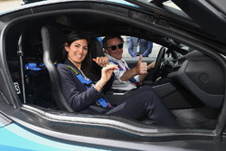 Alejandro Agag, CEO, Formula E, drives Virgini Elena Raggo, Mayor of Rome, in the BMW i8 Qualcomm Safety car