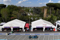 Lucas di Grassi, Audi Sport ABT Schaeffler, leaves the pits with Luca Filippi, NIO Formula E Team