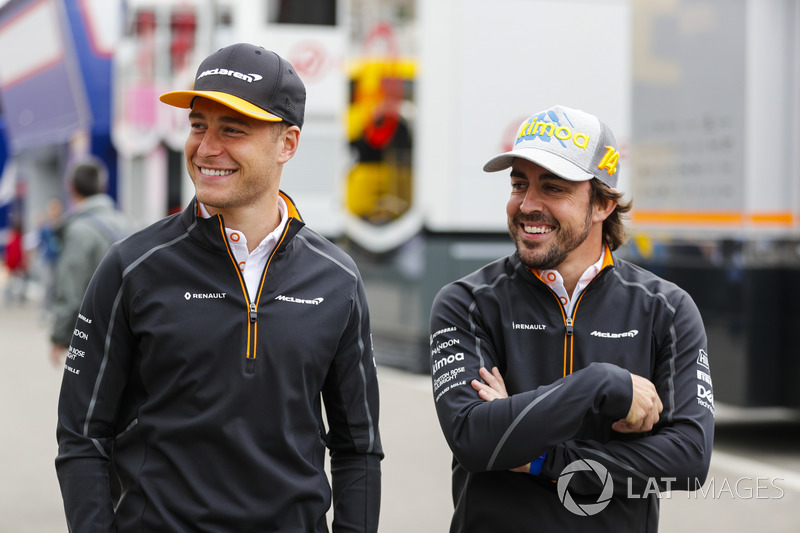 Stoffel Vandoorne, McLaren, and Fernando Alonso, McLaren