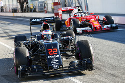 Jenson Button, McLaren MP4-31 with sensor equipment as Sebastian Vettel, Ferrari SF16-H running the