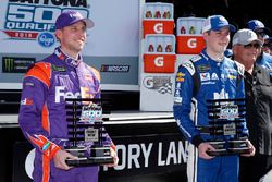 Polesitter Alex Bowman, Hendrick Motorsports, Nationwide Chevrolet Camaro, second place Denny Hamlin