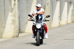 Lewis Hamilton, Mercedes-AMG F1 on his MV Agusta motorbike