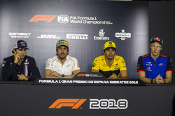 Sergio Perez, Force India, Fernando Alonso, McLaren, Carlos Sainz Jr., Renault Sport F1 Team and Brendon Hartley, Scuderia Toro Rosso in the Press Conference