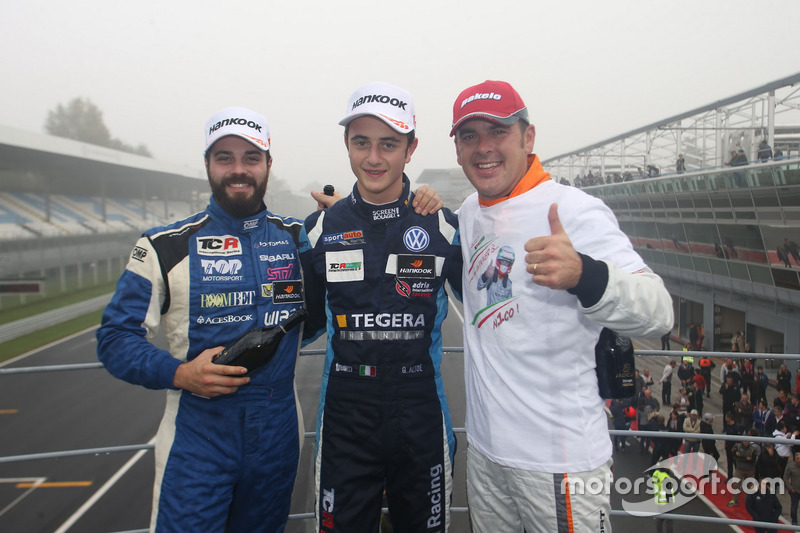 Podio TCR gara 1, Giacomo Altoè (Target Srl,Audi RS3 LMS TCR #10), Stefano Comini (Top Run Motorsport,Subaru STI TCR #99), Nicola Baldan (Pit Lane,Seat Leon TCR-TCR #8)