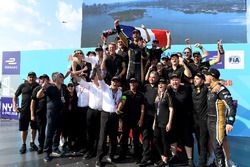 Jean-Eric Vergne, Techeetah, celebrates on the podium after winning the championship