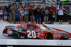 Christopher Bell, Joe Gibbs Racing, Toyota Camry Rheem celebrates his win with a burnout 