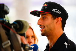 Daniel Ricciardo, Red Bull Racing, talks to the media