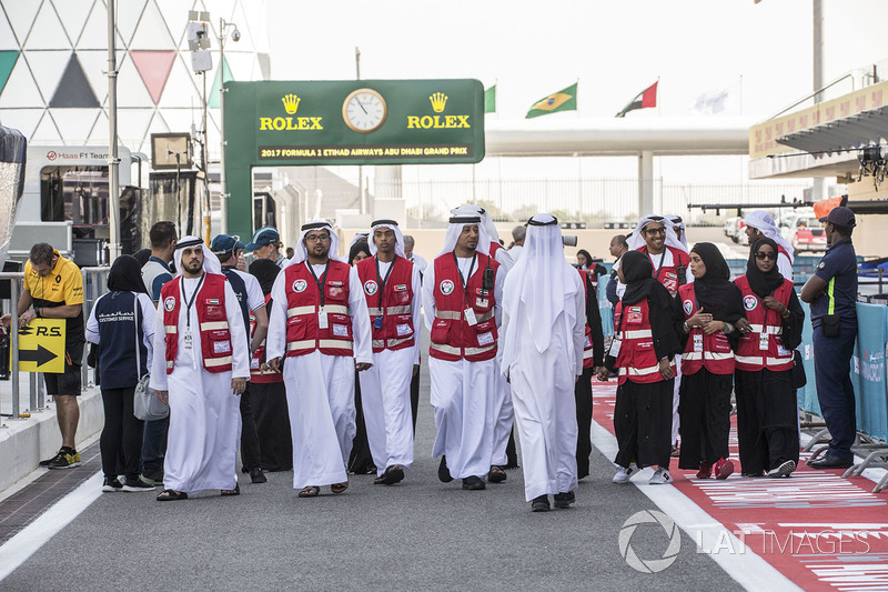 Emergency response personel in pit lane