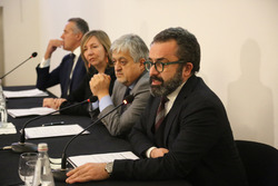 Rino Drogo durante la conferenza stampa del Motor Show